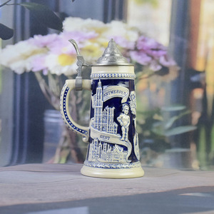 福建多城市陶瓷啤酒杯和酒杯 - 布鲁塞尔/安特卫普/布鲁日地标浮雕环保可重复使用 - Product Image 2