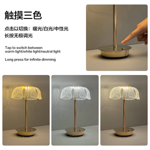 Lámpara de Mesa Moderna con Pantalla de Tela y Cristal, Base de Latón, Bombilla LED E26, Luz Blanca Cálida Suave Ra90, Interruptor de Botón, para Sala de Estar - Product Image 3