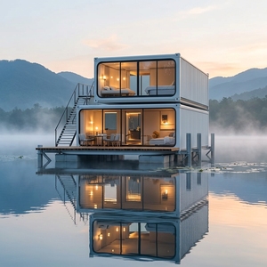 Mini-villa capsule <span class=keywords><strong>en</strong></span> acier résistant aux intempéries, maison modulaire préassemblée pour l'hôtellerie et le stockage de matériel informatique - Product Image 1
