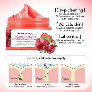 <span class=keywords><strong>Masque</strong></span> de boue de la Mer Morte à la grenade, marque privée, 120g, nettoyage en profondeur du visage, purification des pores, éclaircissant, hydratant, vitamine C, OEM - Product Image 4