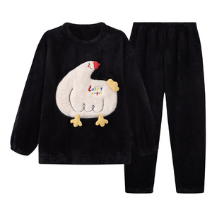 Pijamas de Mujer para Invierno, Felpa Gruesa, Cuello Redondo, Dos Bolsillos, Diseño de Dibujos Animados, <span class=keywords><strong>Ropa</strong></span> de Dormir, Estilo <span class=keywords><strong>Internet</strong></span> Red - Product Image 5