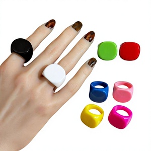 Fancy Colorful Geometric Resin Rings Unique Quality Wide Band Statement Rings Modern Acrylic Cocktail Ring Jewelry for Women - Product Image 5