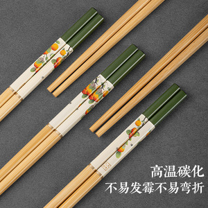 ตะเกียบไม้ไผ่พิมพ์ลายลูกพลับ 24 ซม. ทรงกลม ธรรมชาติ กันลื่น ใช้ในบ้าน สไตล์จีน แพ็คครอบครัว - Product Image 2