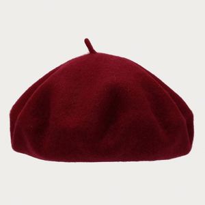 New Arrival Women's Wool Beret Hat Solid Color Plain French Style with Custom Logo and Embroidered Pattern - Product Image 2