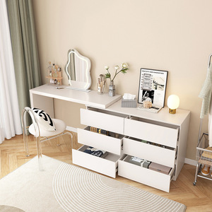 Allungabile donna regolabile in legno moderno trucco <span class=keywords><strong>bianco</strong></span> scrivania vanità 6 cassetti camera da letto mobili cassettiere - Product Image 3
