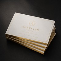 Cartes de visite personnalisées de luxe en papier fantaisie avec bordure dorée |   Cartes de visite professionnelles en coton 600 g/m² de qualité supérieure pour les marques de cosmétiques et de soins de la peau