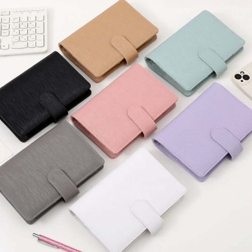 Best Seller 7 Colored A6 Saffiano Leather Pocket 6 Ring Wallet Binder Organizer Planner of Fly Leaf con portacarte disponibile