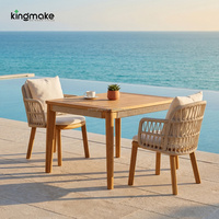 Ensemble de mobilier d'extérieur en rotin tressé, ensemble de jardin en teck imperméable, ensemble de salle à manger en bois durable et luxueux pour hôtel et patio