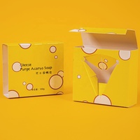 Boîte d'emballage de savon en papier rigide écologique et recyclable, imprimée sur mesure haut de gamme, style tiroir, motif fromage joyeux, pour usage quotidien
