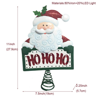 Vente en gros d'usine, Père Noël en métal avec lumière LED, étoiles pour le sommet de l'arbre de Noël, pour une utilisation en intérieur, articles de Noël