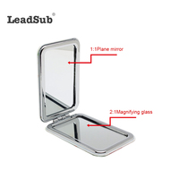 Miroir compact en cuir PU double face de couleur blanche personnalisable Leadsub