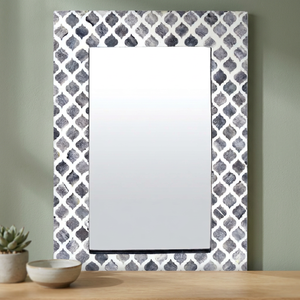 Espejos con Marco de Hueso Rectangular de la Mejor Calidad en Gris con Diseño Indio, Estilo Art Deco Perfecto, Tendencia en India - Product Image 1