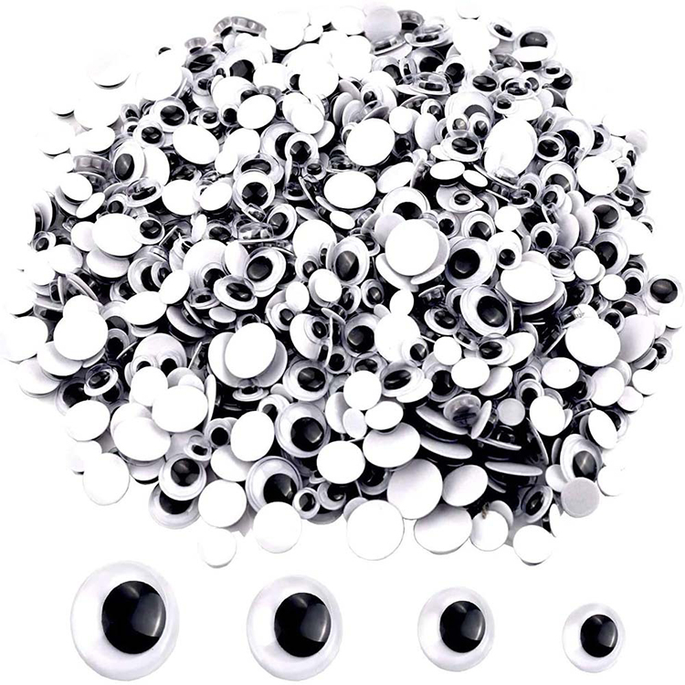 Children Handcraft DIY Craft Doll Toy Accessories Round Doll Moving Wiggle Eyes Plastic Black-White Toy Safety Googly Eyes