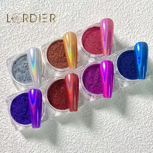 Acrylic bột đa màu fashional hiệu ứng gương nhôm bột đầy màu sắc Holographic bột Mèo Mắt sơn móng tay