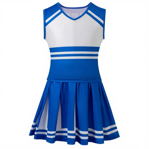 Conjunto de Uniforme de Porristas Azul y Blanco Personalizado para Mujer, Falda Plisada, Uniforme de Equipo, Spandex/Poliéster, Impresión Digital, Fabricante - Product Image 1