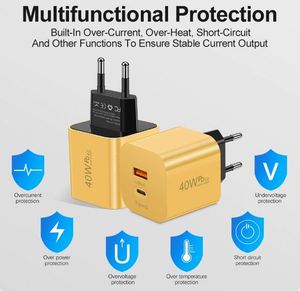 Portable PD 40W Fast Mobile Phone Charging <b>USB</b> <b>Type</b>-<b>c</b> Fast Wall Charger for iPhone for Samsung Travel <b>Adapter</b> UK EU US - Product Image 4