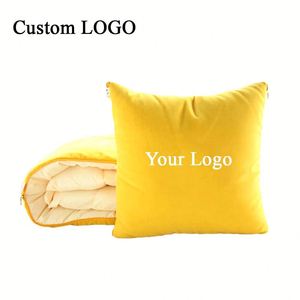 Soft Flannel 2 in 1 Pillow <b>Blanket</b> with Custom Airplane Design, Handmade, for Promotional and Corporate Gifts - Product Image 1