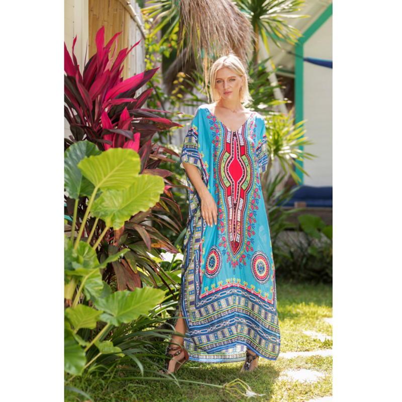 Summer Loose Kaftan Abaya Dress Women's Muslim Dress Maxi Beach Cover Long Dresses