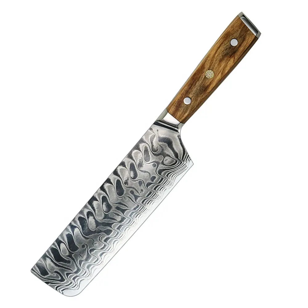 Оливкового дерева ручка Бесплатная доставка Дамаск 7 дюймов nakiri японский нож