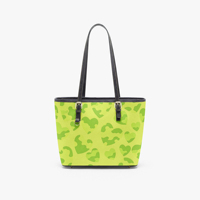 Sac fourre-tout en cuir PU personnalisé avec imprimé cœur camouflage vert, sac à bandoulière vert citron à motif cœur camouflage pour femme, idéal pour les trajets quotidiens