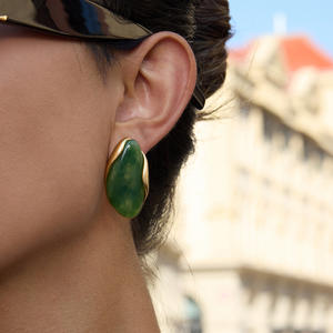 Wholesale Luxury Fadeless <b>Earrings</b> Autumn Winter Women Fashion Jewelry Stainless Steel <b>Resin</b> Stud <b>Earrings</b> - Product Image 3