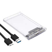 Boîtier externe pour disque dur/SSD 2,5 pouces, USB 3.0 SATA UASP, transfert 5 Gbps, 6 To, antistatique, en plastique transparent