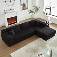 Ensemble de canapés modulaires en tissu velours en forme de L, design moderne, haute densité, meubles de salon avec ottoman