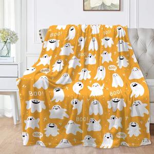 <b>Halloween</b> Pumpkin Ghost Bat Flannel <b>Blanket</b> Throw <b>Blanket</b> Nap <b>Blanket</b> Party Decor Horror Gift Lightweight Breathable - Product Image 4
