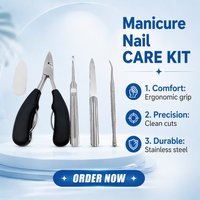 Kit de manucure professionnel 4 pièces, pousse-cuticules en métal avec coupe-cuticules pour éliminer les peaux mortes des ongles