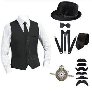 Nuevo Conjunto <span class=keywords><strong>de</strong></span> Accesorios <span class=keywords><strong>de</strong></span> Chaleco Retro Medieval para <span class=keywords><strong>Hombre</strong></span>, <span class=keywords><strong>Disfraz</strong></span> <span class=keywords><strong>de</strong></span> Cosplay <span class=keywords><strong>de</strong></span> <span class=keywords><strong>Gangster</strong></span>, Corbata, Sombrero, Chaleco, Chaleco Vintage Victoriano para <span class=keywords><strong>Hombre</strong></span>, Tallas S-6XL - Product Image 2