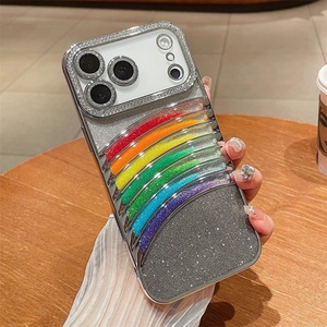 Funda de Teléfono 3D con Arena Fluida Arcoíris para iPhone 16 15 14 Pro Max, Funda de Teléfono de TPU Electrochapada para iPhone 17 - Product Image 5