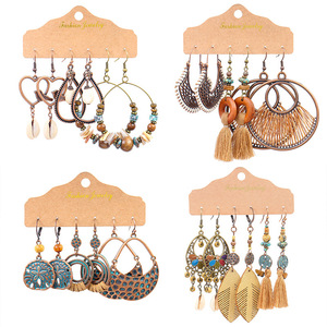Fashion Jewelry Bohemian <b>Drop</b> Earrings Alloy Antique <b>Bronze</b> Plated Women's Party Dangle Earrings Geometric Pattern - Product Image 1