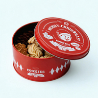 Boîte en fer blanc ronde personnalisée pour cadeaux de Noël, emballage en gros pour biscuits, chocolats et friandises de fin d'année