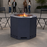 Poêle à bois sans fumée pour jardin au design moderne, sans assemblage, en acier inoxydable, grande brasero d'extérieur