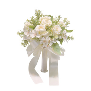 Bouquet de fleurs artificielles en soie pour mariée, 100% naturel, pour les occasions de mariage et de remise de diplôme - Product Image 1