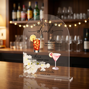Custom Modern Acrylic Signature Drinks <b>Sign</b> Wedding Bar Menu Personalized UV Printed <b>Cocktail</b> List His Hers Beverages - Product Image 3