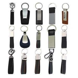 Wholesale Promotional Personalized Car Brand Laser Logo Key Chain Keychain Holder Luxury Metal Pu Blank Custom Leather Keychain