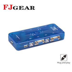 Hot-Bán Bộ Chuyển Đổi Màu Xanh 4 Port Kvm Switch, 4 Trong 1 Ra, Với Cổng VGA, cổng Usb, Sử Dụng, Bàn Phím Phím Nóng Chuyển Đổi - Product Image 4