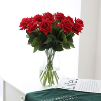 Vente en gros de roses simples pour la Saint-Valentin, roses réelles au toucher, tige longue de 15 cm, rose préservée pour une utilisation en intérieur, mariage