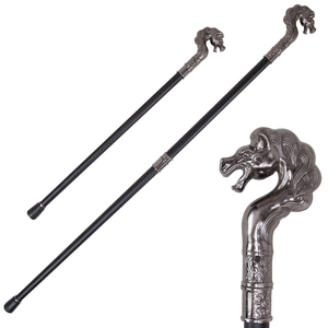 <b>Vintage</b> Metal Horse Head Handle Walking Cane With Carved Mane Decorative <b>Stick</b> - Product Image 1