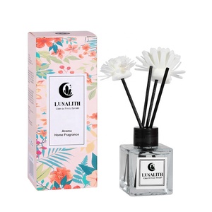 LunaLith Wholesale 50ml Artificial <strong>Flower</strong> Reed Diffuser | Car Air Freshener <strong>Luxury</strong> Fragrance Set Custom <strong>Box</strong> for Bulk Order - Product Image 1
