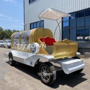 รถศพไฟฟ้ารูปทรงรถม้าแกะสลักสีทองสำหรับใช้ในพิธีศพ - Product Image 3