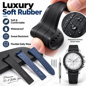 Correa de Silicona de 20 mm para Reloj <span class=keywords><strong>Omega</strong></span> Speedmaster y <span class=keywords><strong>Omega</strong></span> <span class=keywords><strong>Swatch</strong></span> para Hombre, con Correas de Muñeca de Goma Suave de Lujo, Resistentes al Agua - Product Image 3