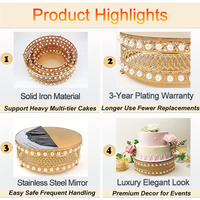 Support à gâteau de style africain, support à gâteau de mariage en métal doré, miroir, décoration de table de mariage
