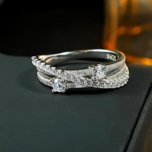 Wandering Interstellar Cold Wind New Ins Anillo de mujer S925 Anillo de lujo de plata con arreglo de diamantes - Product Image 2