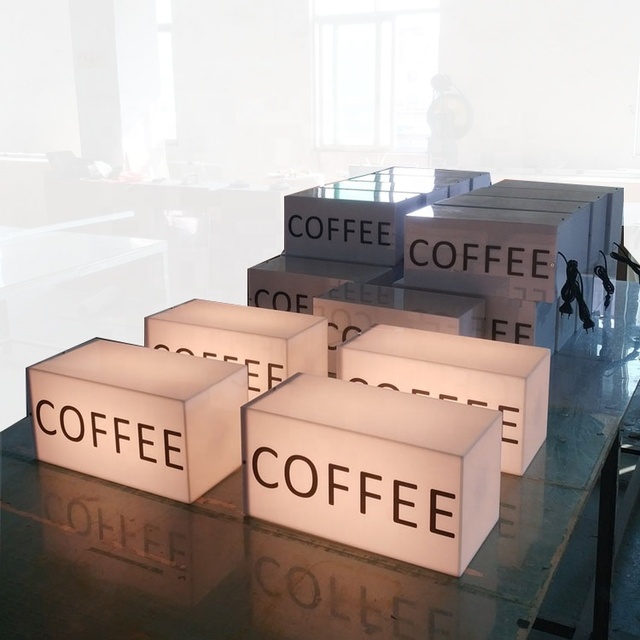 High Quality Outdoor Wall Cubic Acrylic LED Lights Cube Box Sign Illuminated Advertising Board Display Rack
