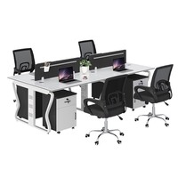 Poste de travail moderne et minimaliste 46/4 avec structure en acier simple, écran double face détachable et chaise de bureau mobile