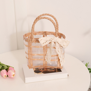 Schattig Ontwerp Pp Geweven Handtassen Voor Meisjes Mode Winkelen Hete Verkoop Schattige Portemonnees Plastic Handgemaakte Transparante Waterdichte Tas - Product Image 4