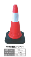 Cône de signalisation en TPU durable moulé par injection avec film réfléchissant lumineux pour la sécurité routière urbaine et la déviation