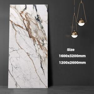 중국 욕실 골드 정맥 세라믹 대형 벽 타일 Calacatta 황금 흰색 도자기 바닥 타일 광택 - Product Image 5